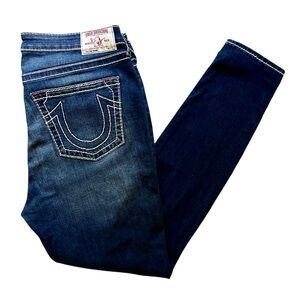 True Religion Distressed Mid Rise Skinny Jeans